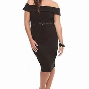 Torrid Classic Black Off-Shoulder Midi Dress